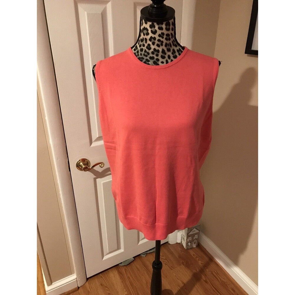 Lands' End Women's Plus Cotton Interlock Tank Top PINK SIZE L (14-16) New G4